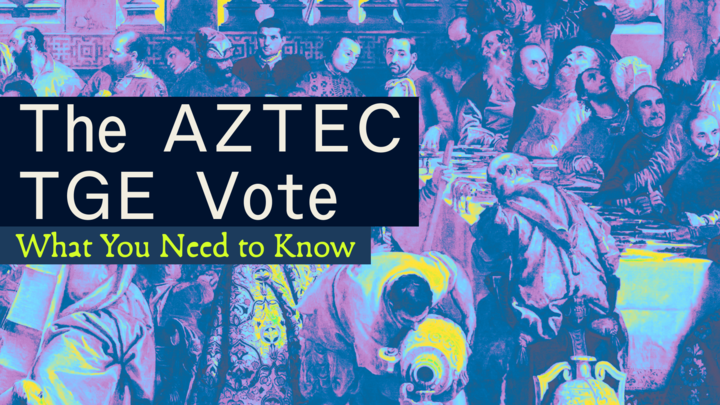 aztecnetwork's tweet photo. The $AZTEC token sale was conducted entirely onchain to ensure that you have control over your tokens from day one.

The TGE proposal submitted by @BlackNodesHQ is now live and sequencers have started signaling to bring the proposal to a vote. https://t.co/of4BzHotir https://t.co/EvavQyXmnS