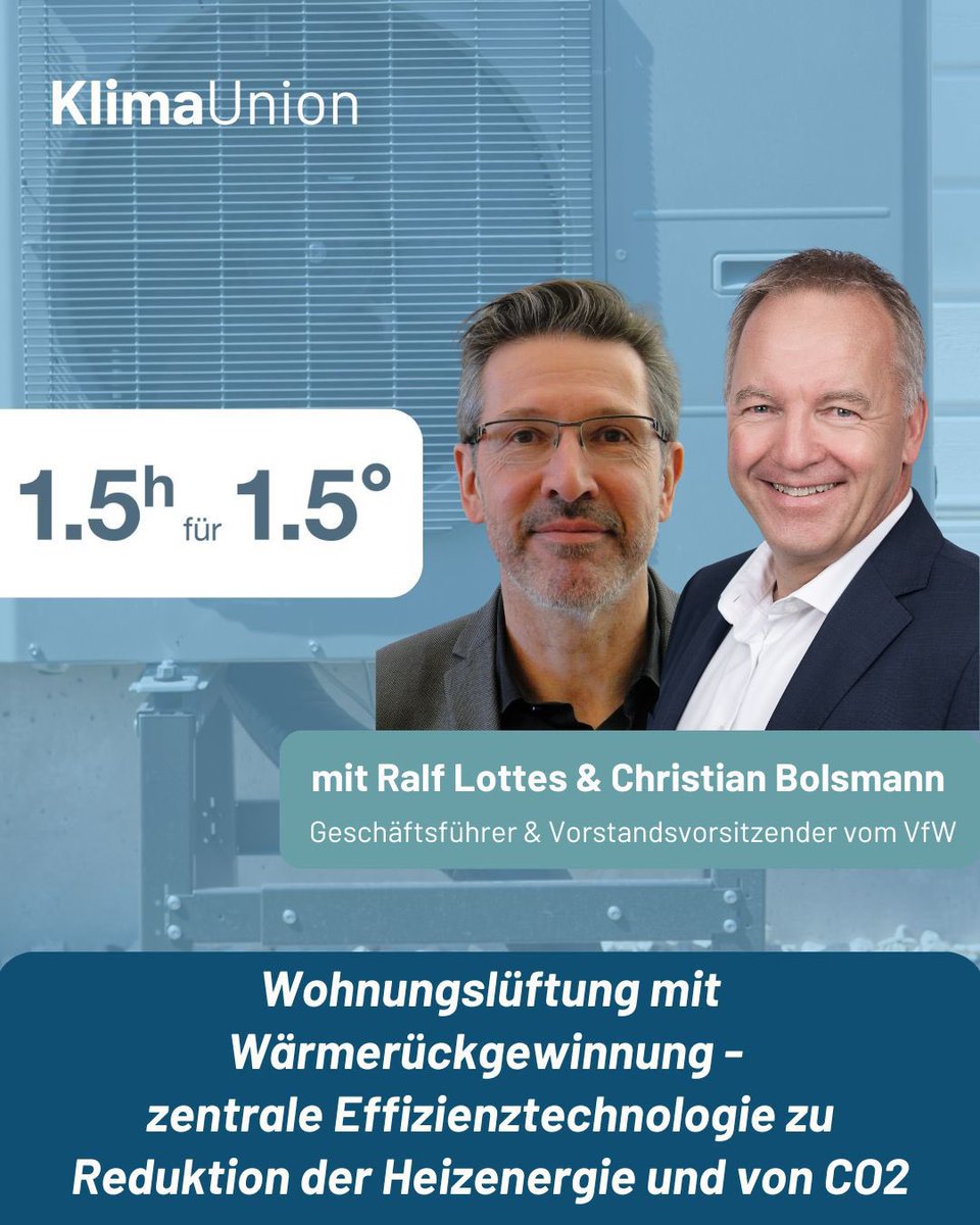 klimaunion's tweet photo. Am  04.02.2026 um 18:00 laden wir herzlich zum nächsten 1,5°-Call ein.

→ Melde dich jetzt unter info@klimaunion.de an und diskutiere mit!

#Wärmerückgewinnung #Wohnungslüftung #Energieeffizienz #CO2Reduktion #Klimaschutz #Gebäudetechnik #Energiewende #NachhaltigesBauen https://t.co/uqHi2pMxGZ