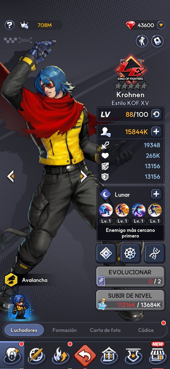 Mascara_Koopa's tweet image. ¡Qué suerte, me salió #Krohnen ! 
Y pos' me emocioné demasiado y gasté todos mis recursos ahorrados pa' subirlo de nivel 😅😅😅
#MascaraKoopa #K9999 #thekingoffighters #thekingoffightersAFK @kof_afk