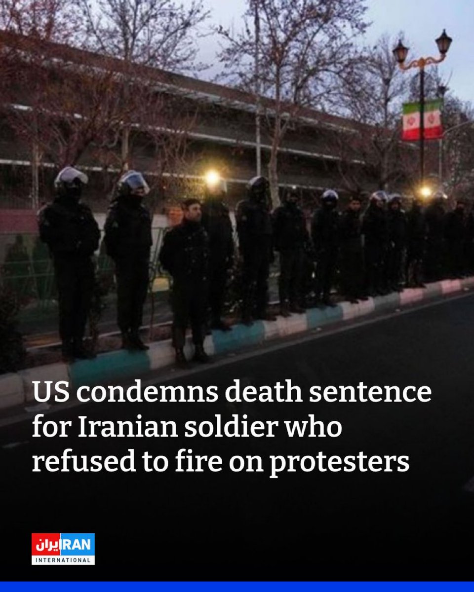 EYakoby's tweet image. BREAKING: The State Department has confirmed that an Iranian soldier has been sentenced to death for refusing to fire on unarmed Iranian civilians.

The Islamic Republic is jailing people who refused to mow down innocent civilians.

Let that sink in.