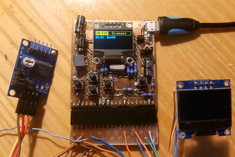 NemecekPanda38's tweet photo. #PidiMet Mini-multi-meter with CH32V006: Test mode number 20, I2C scanner - scanning addresses of connected devices on the I2C bus. https://t.co/g8pEKUe0ze