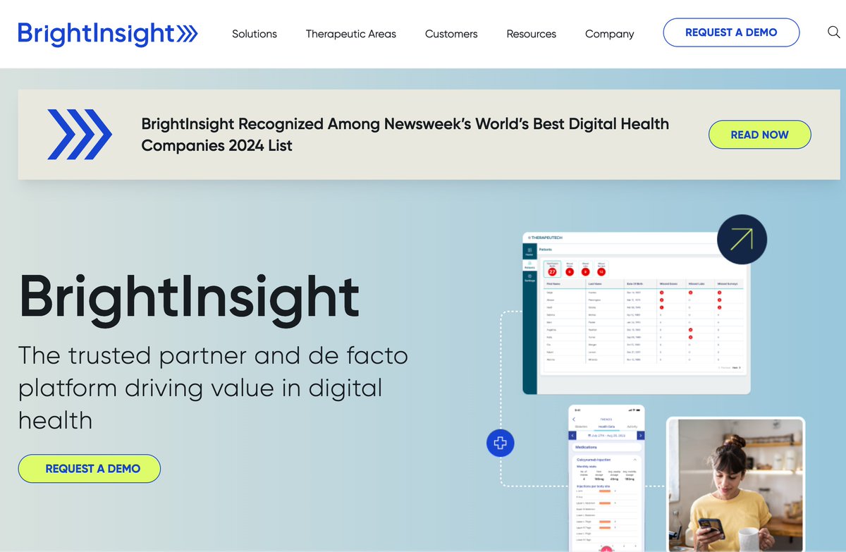 bart's tweet image. BrightInsight offers AI-enabled medication adherence platform predicting churn and delivering personalized interventions across chronic diseases. 
Raised: $13M Strategic Investment. 
Source: finance.yahoo.com/news/brightins… 
#AIinHealthcare #MedicationAdherence #PatientEngagement