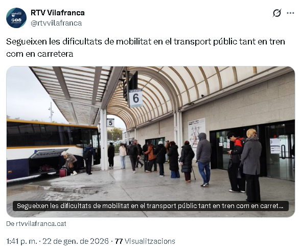 AltPenedesAC's tweet photo. 🚆 Caos a l’Alt Penedès i silenci institucional.

A Vilafranca del Penedès, amb Rodalies aturades i plans alternatius fallits, l’@VilafrancaAj i l’alcalde Francisco Romero no donen resposta.

🔴Manca lideratge real mentre el poble queda abandonat.

El PSOE no serveix ni com a gestoria. 
Zero lideratge, zero solucions.
#SalvemVilafrancadelPenedès