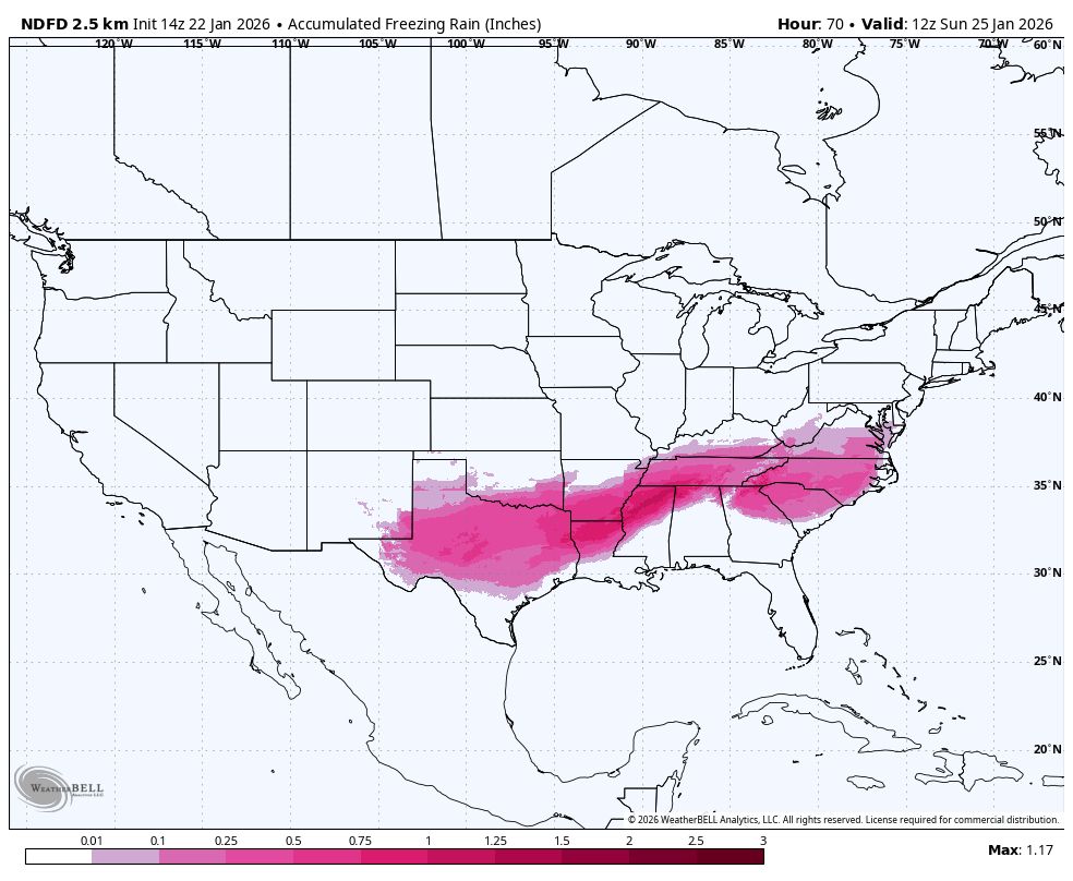 MaxVelocityWX's tweet image. UPGRADED ICE ACCUMULATION!

Multiple NWS offices have increased ice forecasts as confidence grows in catastrophic, long-lasting impacts.