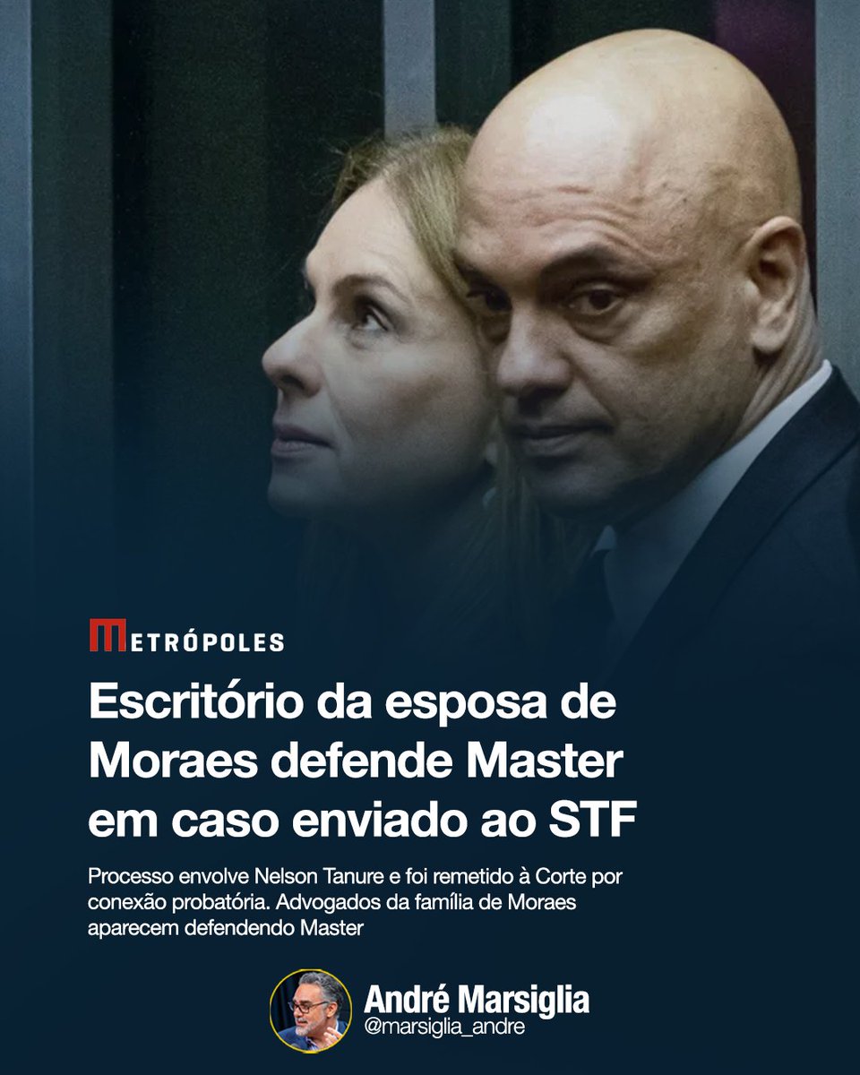 marsiglia_andre's tweet image. O escritório de advocacia de Viviane Barci de Moraes, mulher do ministro Alexandre de Moraes, do STF (Supremo Tribunal Federal), defende o Banco Master em um processo da 5ª Vara Criminal Federal de São Paulo encaminhado ao ministro Dias Toffoli.

Conforme mostrou o Metrópoles, o…