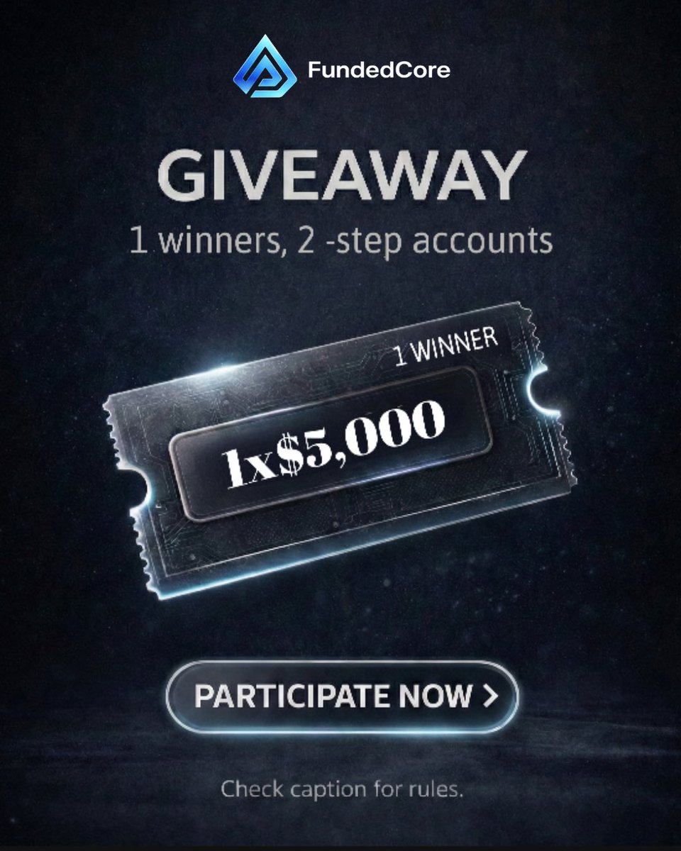 🚨 GIVEAWAY ALERT 🎗

1x5 Account. 

How to enter:
▶️Follow: @king_Rio_ <a href="/FundedCore/">FundedCore</a> <a href="/RioCryptoHub/">Rio Crypto Hub</a> 

✨like &amp; retweet 
✨Tag 3 tradersin 
✨Engage with quoted tweet 

As follow:
<a href="/JABZ_FX/">JABZ🚀</a> 
<a href="/AfaaqFx/">Afaaq Fx</a> 
<a href="/Qcrypt0/">Qcrypto</a> 
<a href="/Tawhid0123/">𝓖𝓸𝓵𝓭 𝓱𝓾𝓷𝓽𝓮𝓻 🏴‍☠️</a> 
<a href="/Flashxp0815/">FlashXp</a> 
<a href="/0thayyab0/">𝗥𝗶𝘀𝗸 𝗧𝗮𝗸𝗲𝗥</a> 
<a href="/Marwan_fx01/">Marwan_fx 🛜</a> 

72hrs