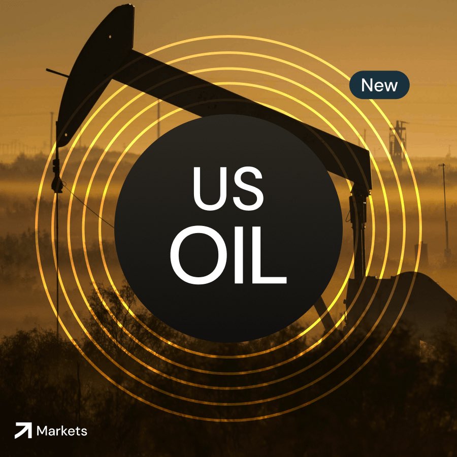 JUST IN: Markets lists $USOIL and brings the U.S. oil market onchain. U.S. Oil Fund exposure is now available to trade 24/7/365 with up to 10x leverage.