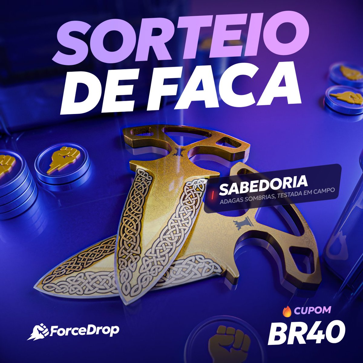 SORTEIO DE FACA!
ADAGAS SOMBRIAS SABEDORIA

Siga <a href="/forcedropbrazil/">ForceDrop Brazil</a> + RT + like
Comente seu ID do ForceDrop

Resultado dia 31/01
As melhores skins você encontra no ForceDrop.
Use o cupom BR40 e ganhe 40% de bônus no seu depósito.