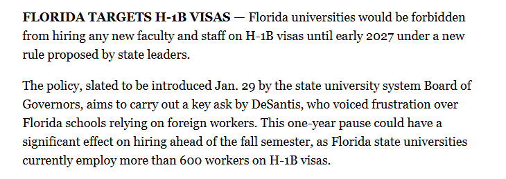 RMConservative's tweet image. Florida becomes the first state to limit H-1B visas for state purposes