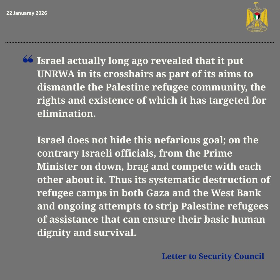 Palestine_UN's tweet image. In a letter to the Security Council, the State of Palestine called on the Security Council to hold Israel accountable for its attacks against the United Nations, including UNRWA: