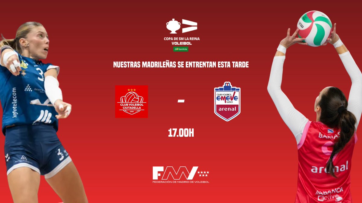 Nuestras madrileñas se enfrentan en la Copa de S.M. La Reina 2026🚀

📺A las 17:00 en directo en RTVE Play

⭐️Patri Rodríguez | Avarca de Menorca
⭐️María Barrasa | CV Emevé Arenal

rtve.es/play/videos/di…