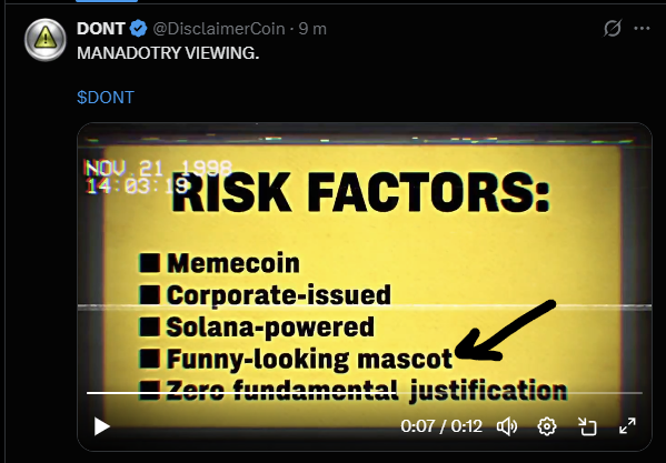 $DONT 24M
FbmmdcCYHL7WETG89xtWmNFMzQAaQ8Zs9NXVbimibonk

$DUMMY 40k 
524eoQUY82k6nL8J8geyen7Q3kbecHSecUYQrt7xZ95b

reprice the confirmed mascot