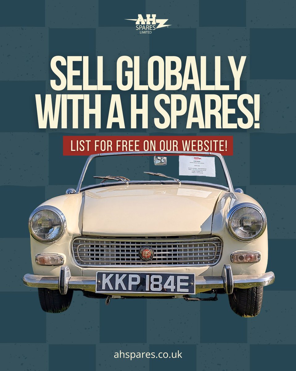🚗 Sell Your Healey Globally! 🌍

Listing your classic on A H Spares means your car isn’t just local - it’s seen by enthusiasts all over the world

Why A H Spares?
☑️ Global Exposure
☑️ Free &amp; Easy
☑️ Trusted Classic Hub

Get your Healey noticed: ahspares.co.uk/healeys-for-sa…