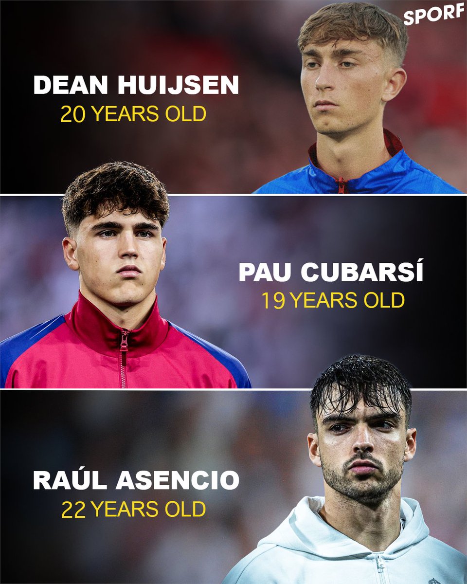 Sporf's tweet image. Spain are possibly looking at one of the strongest centre back pairings for the next decade plus! 😳

⚪️ Dean Huijsen
🔴 Pau Cubarsí
⚪️ Raúl Asencio

Who gets the spots? 🧱👇