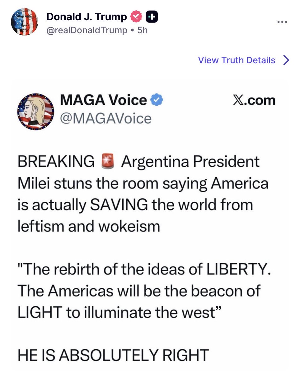 Argentina’s President is absolutely right. America is SAVING the World from Leftism and Wokeism ❤️