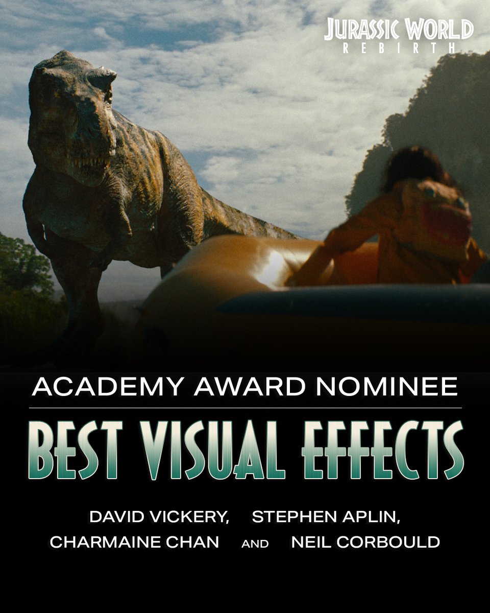 Massive congratulations to the Visual Effects team behind Jurassic World Rebirth on their Academy Award nomination.