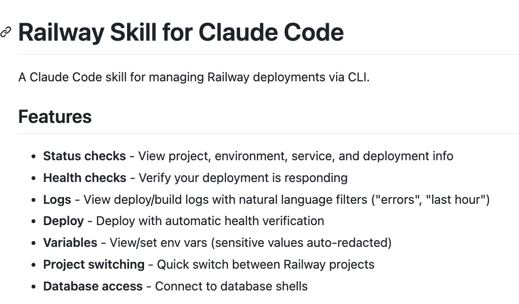 Railway skill features