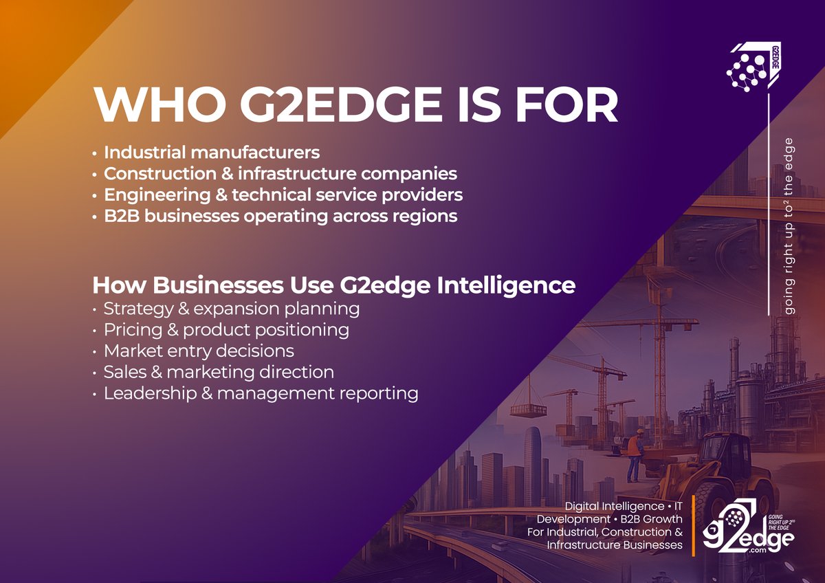 g2edge's tweet photo. Who G2edge Is For
#Industrial #manufacturers
#Construction &amp; #infrastructure #companies
#Engineering &amp; #technical #service providers
#B2B businesses operating across regions https://t.co/ewrViQriaC