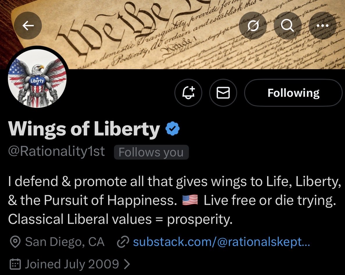 Sweet!!! Got another one! 🥳 

Join me in extending a warm Diner welcome to <a href="/Rationality1st/">Wings of Liberty</a> 

Our newest member! 💫