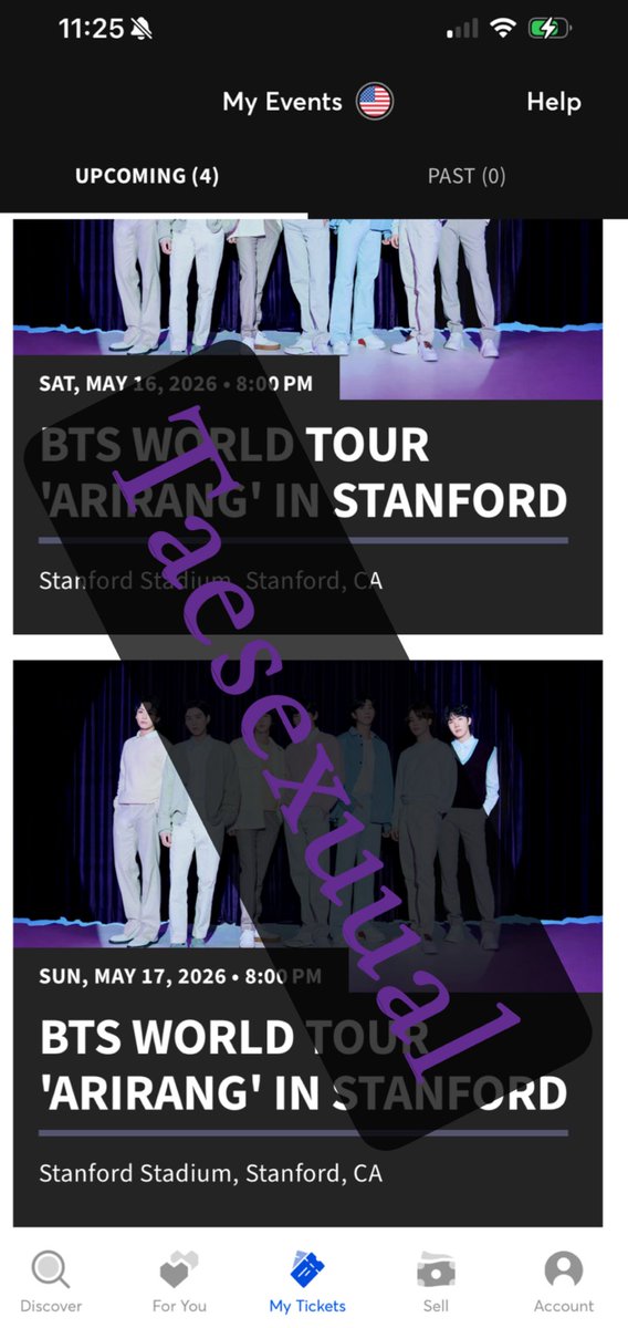 taesexuual's tweet photo. Blessed enough to get both days 😭💜 #btsstanford https://t.co/eNDQBieQjg