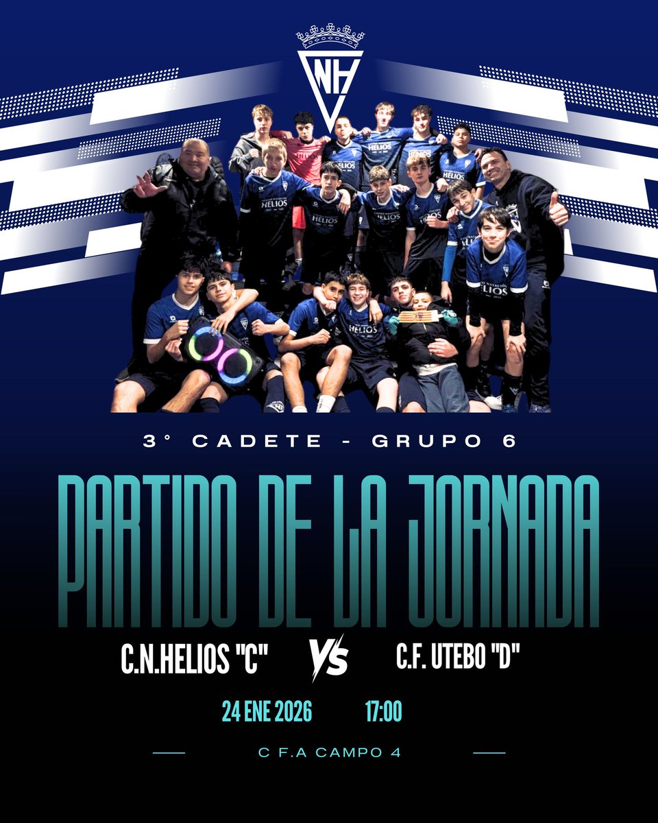 PARTIDO DE LA JORNADA - 3° CADETE  (grupo 6)

📆 24 ENE 2026
🕘 17:00
🏟️ C.F.A. CAMPO 4

<a href="/cnhelios/">C.N. HELIOS</a>