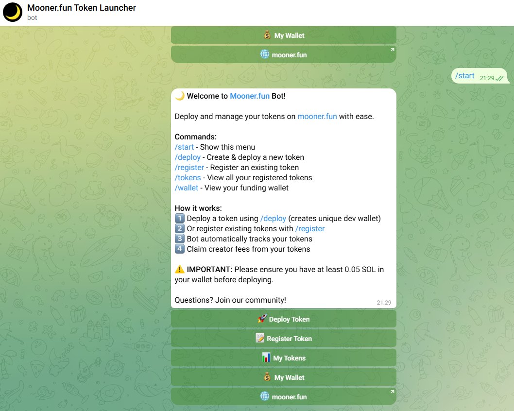 moonerfun's tweet image. Soon you will be able to launch your token fast and easy directly by our Telegram bot. Once your token migrates it will benefit from the Mooner.fun flywheel.

You will also be able to claim your creator rewards directly trough the telegram bot.