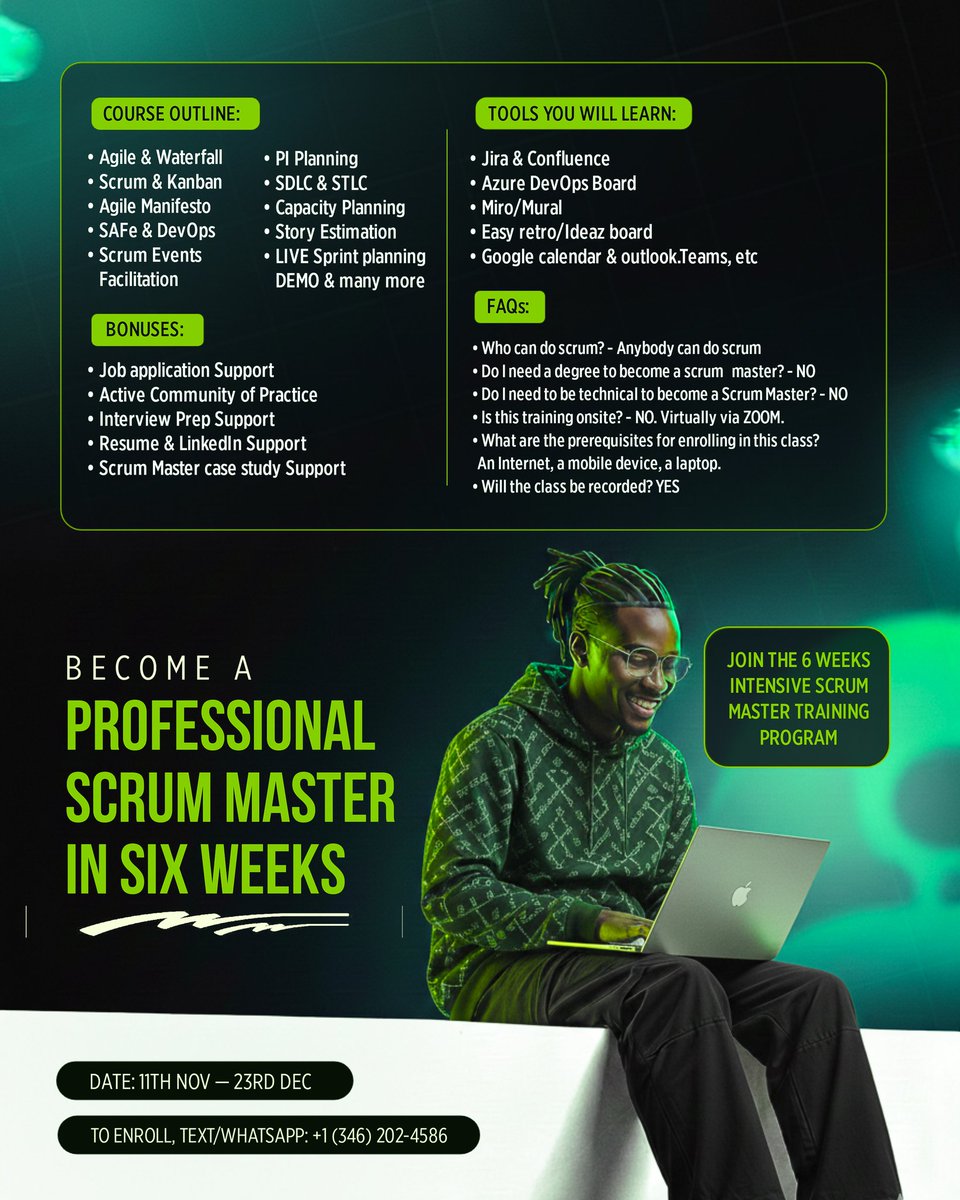 detechkreative's tweet photo. A promo flyer for a SCRUM CLASS
My main focus was to ensure the flyer passed it's message effectively.
Need something similar to promote your class or webinar? Send a DM
#designwithsteeze
#designwithsteeze8 https://t.co/zpfoSI1309