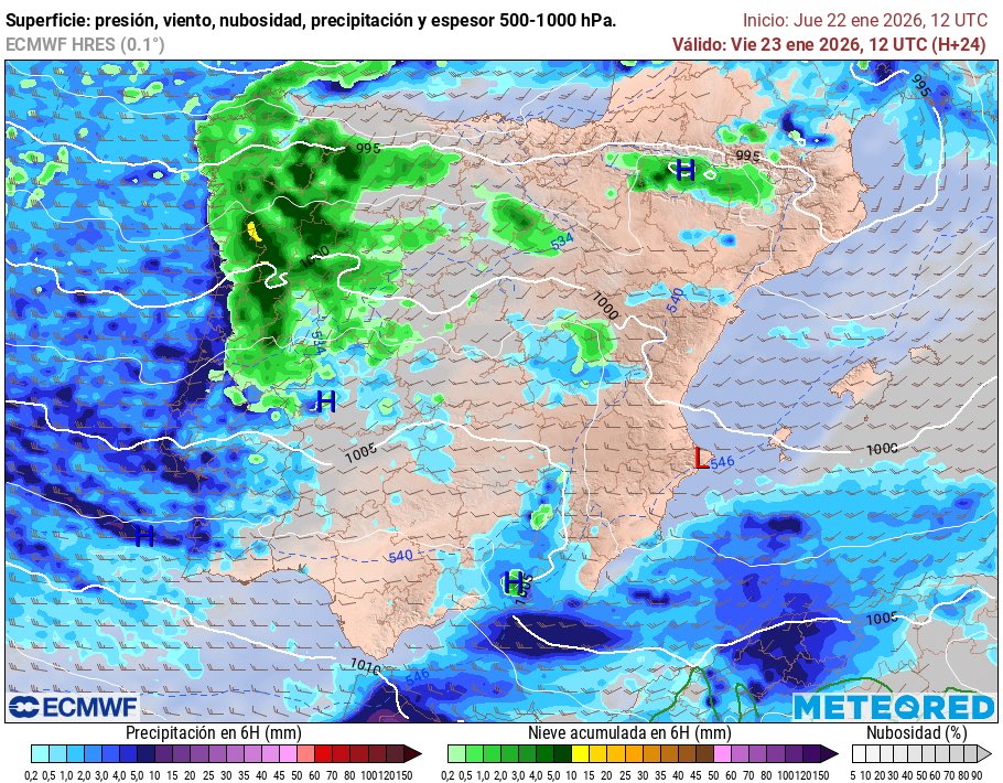 meteo_tetuan's tweet photo. Las #precipitaciones seguirán mañana, con una bajada de temperaturas motivada por la entrada de una masa de aire frío. Con esa situación, la posibilidad de #copos de #nieve la madrugada del viernes al sábado en Madrid existe. El sábado a duras penas pasaremos de los 6°C de máxima https://t.co/mhM56to5Si