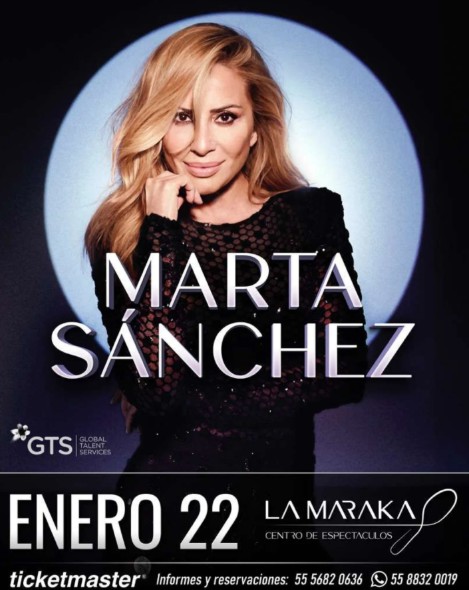 🎟️ | Tenemos 8 boletos para  el concierto de Marta Sánchez para este jueves 22 de enero a las 21 horas 

Déjanos tu nombre en comentarios 👇