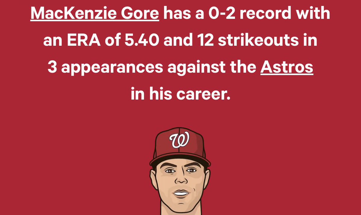 South Oklahoma just got fleeced for MacKenzie Gore.

The Astros have faced him three times winning 2/3.