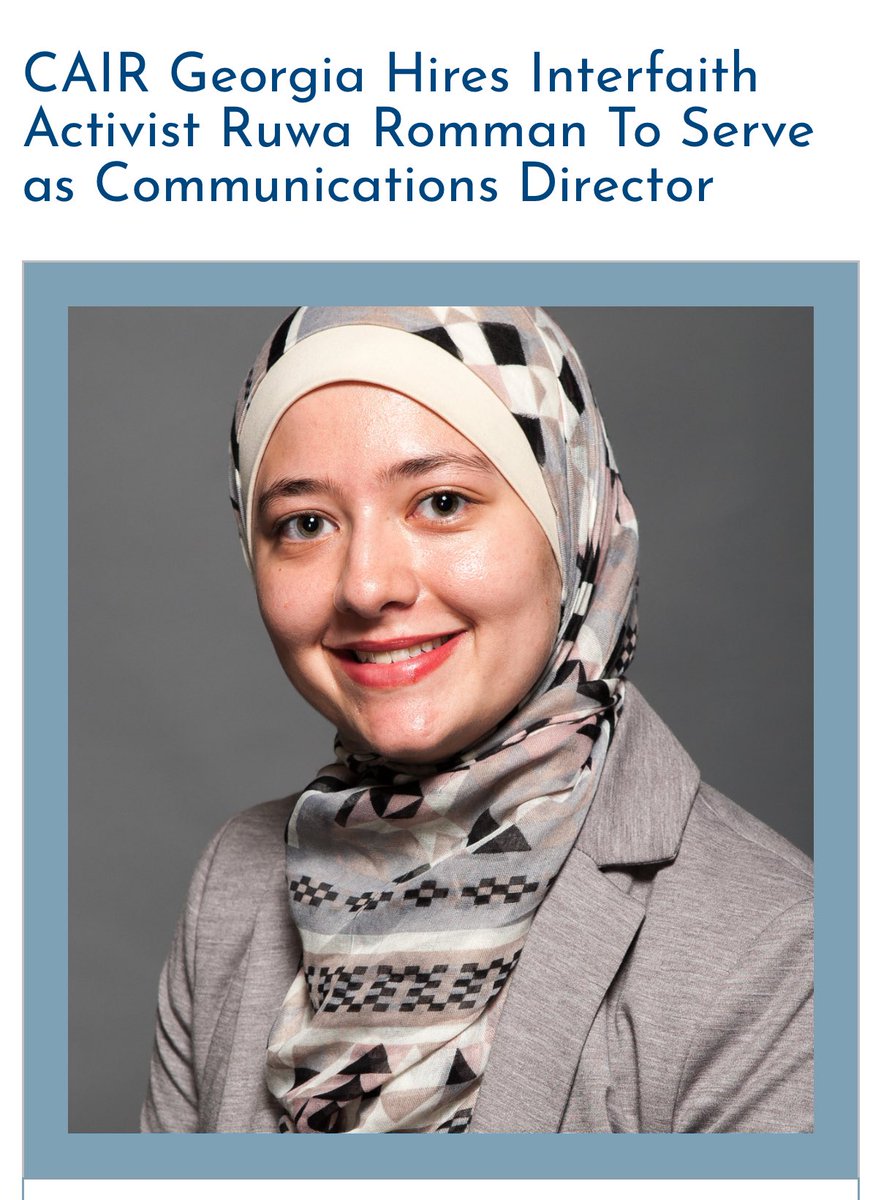 Meet Ruwa Romman, a Muslim from Jordan. She’s running for Governor of Georgia as a Democrat.

She previously served as Communications Director for CAIR in Georgia which multiple states have classified as a t*rrorist organization for their affiliation with islamic t*rrorism groups