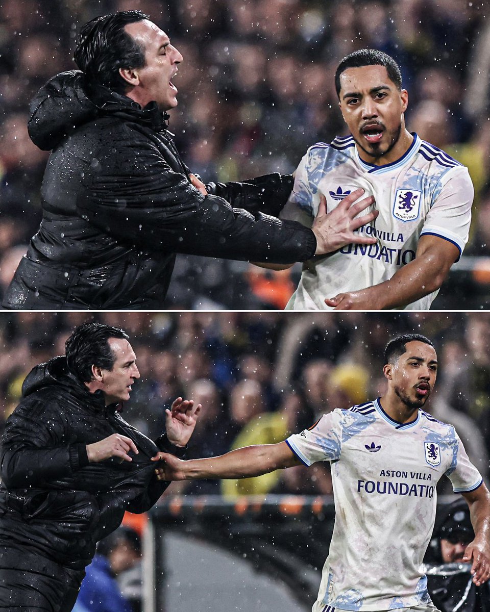 ESPNUK's tweet image. Unai Emery clashing with Youri Tielemans as he was subbed off 😳
