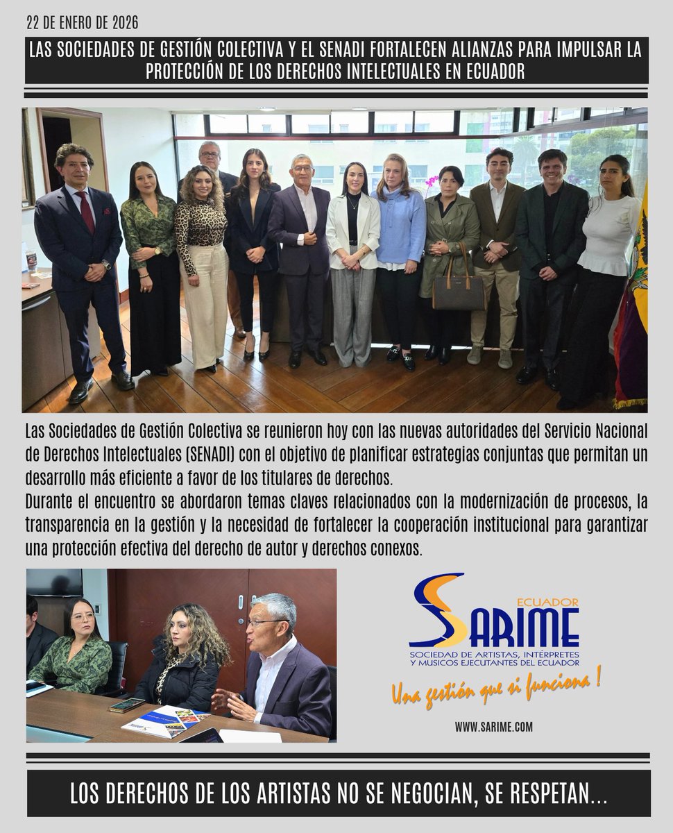 “Los Derechos de los artistas no se negocian, se respetan”. 🎙️

SARIME ¡Una gestión que si funciona! 
#derechosintelectuales #derechosdeautor #derechosconexos