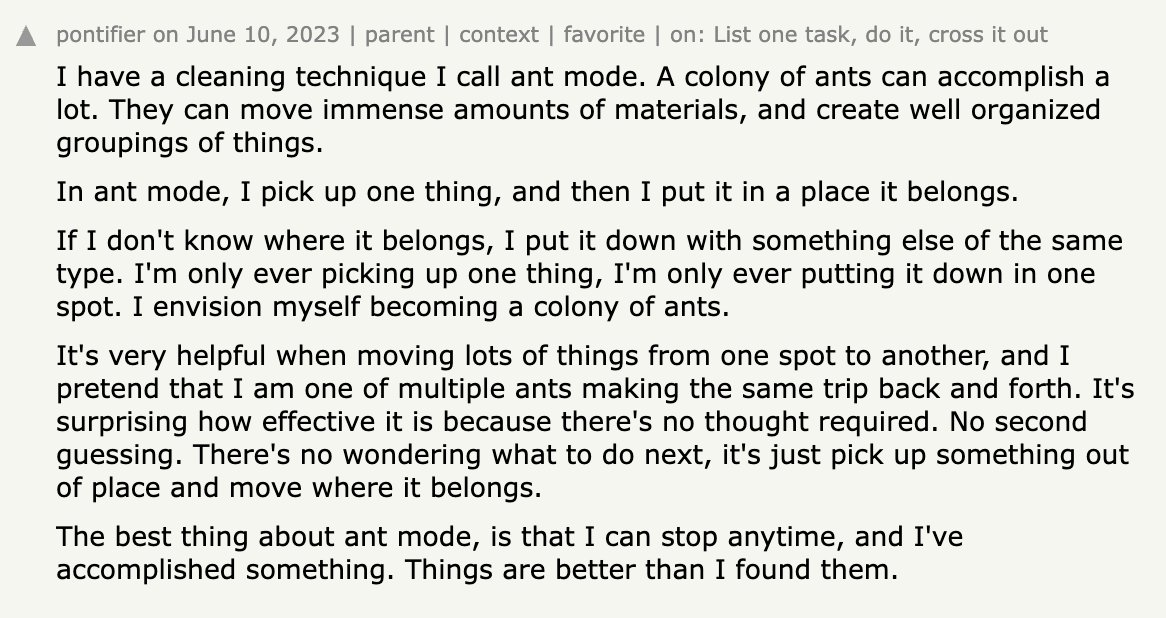 I think about "ant mode" every single time I clean.