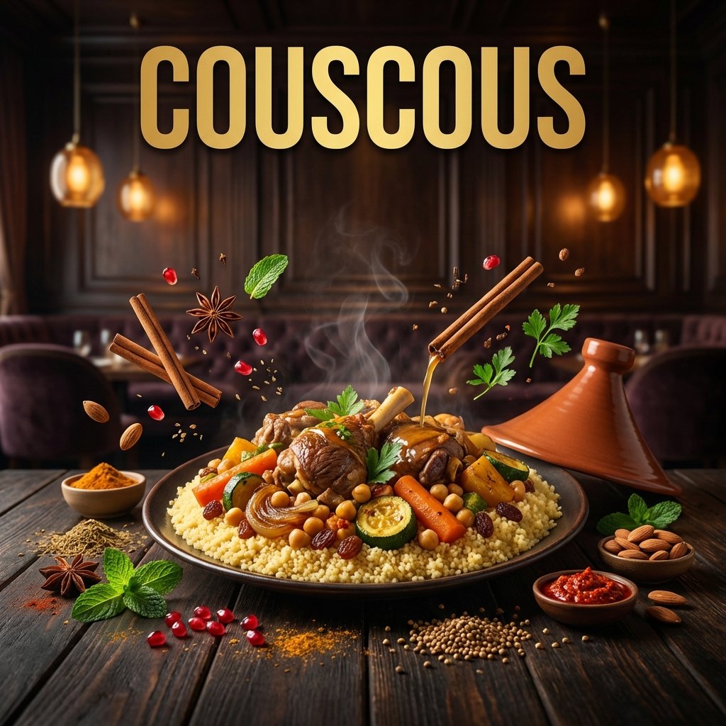 Kerroudjm's tweet image. Marketing prompt! 

Don’t waste time on ads. Let Nano Banana Pro handle it for you 🍌

Created with @wireflowai 

Create a high-end food advertising poster in a dark, moody restaurant atmosphere featuring a dish called {DISH_NAME}. Automatically analyze the dish name and infer…