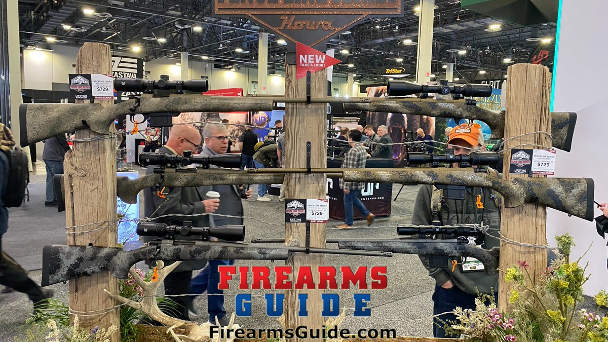 FirearmsGuide's tweet image. Howa new 2026 FENCLINE SERIES of bolt action rifles in short and long actions in calibers from 223 Rem to 7mmPRC. Cerakotte finishes and fantastic stocks for the hunters in middle America.  Check 7,000 Bolt Action Rifles in FirearmsGuide.com #HOWA #SHOTShow2026 #Rifle