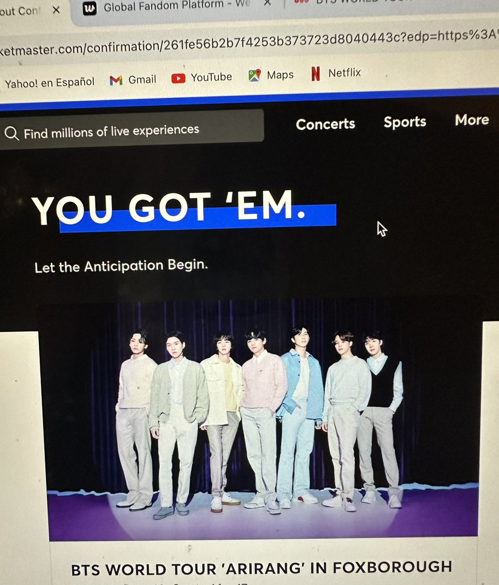 Después de 9 años siendo fan los podré ver en persona! Diooooos que EMOCIÓN 🥹💜💜💜💜💜💜💜💜💜💜💜💜💜
Nos vemos allá army 🩷
#BTS_WORLDTOUR #BTSworldtourfoxborough