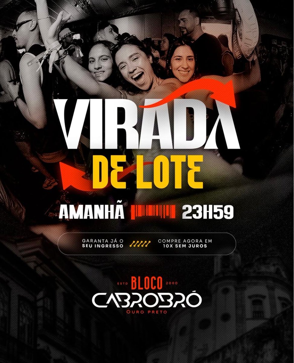 BLOCO CABROBRÓ, LOTE VIRA AMANHÃ!!!

Garanta já seu ingresso sem taxas!
