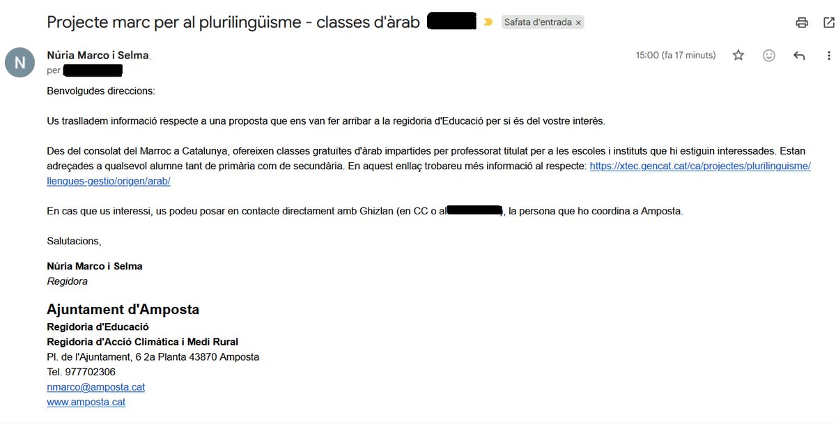🚨 Escàndol a Amposta!

La regidora d’ERC Núria Marco (<a href="/nurmarco/">Núria Marco 🎗️</a>) obre les portes de les escoles al consolat del Marroc per impartir classes d’àrab “gratuïtes” als infants catalans.

Mentre el català cau en picat, Esquerra promou la islamització de Catalunya.

Vergonya absoluta!