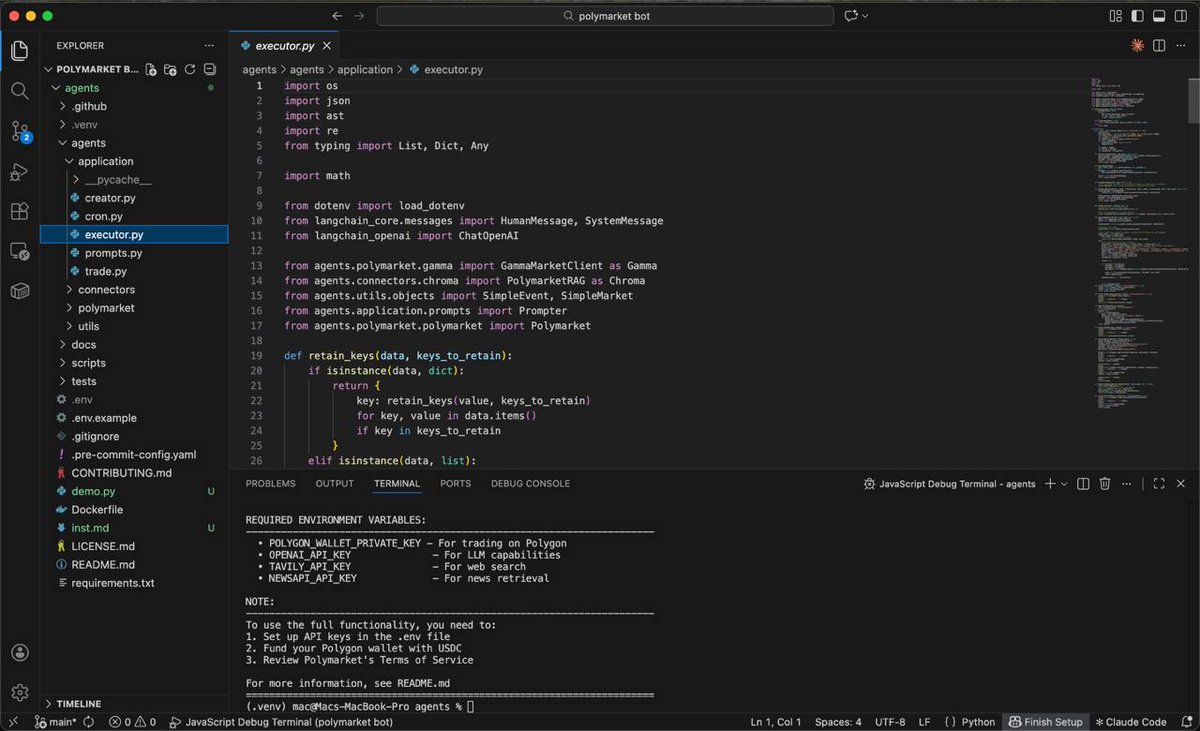 before creating your own weather/AI agent/arbitrage bot on @Polymarket  study this GitHub Polymarket/agents will help you create an AI assistant  that will help you with all your tasks this is the best