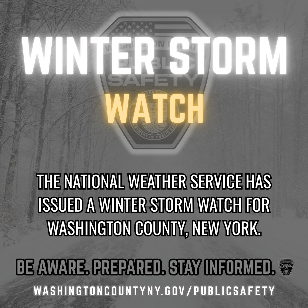 WashCoNYPubSafe's tweet image. Looks like winter is about to kick in to high gear for the next few days through the weekend! #BeAware #Prepare #StayInformed #ReadyWashington 

COLD WEATHER ADVISORY (FRI PM/SAT AM)
WINTER STORM WATCH (SUN/MON)

More here: bit.ly/4sZya8Y