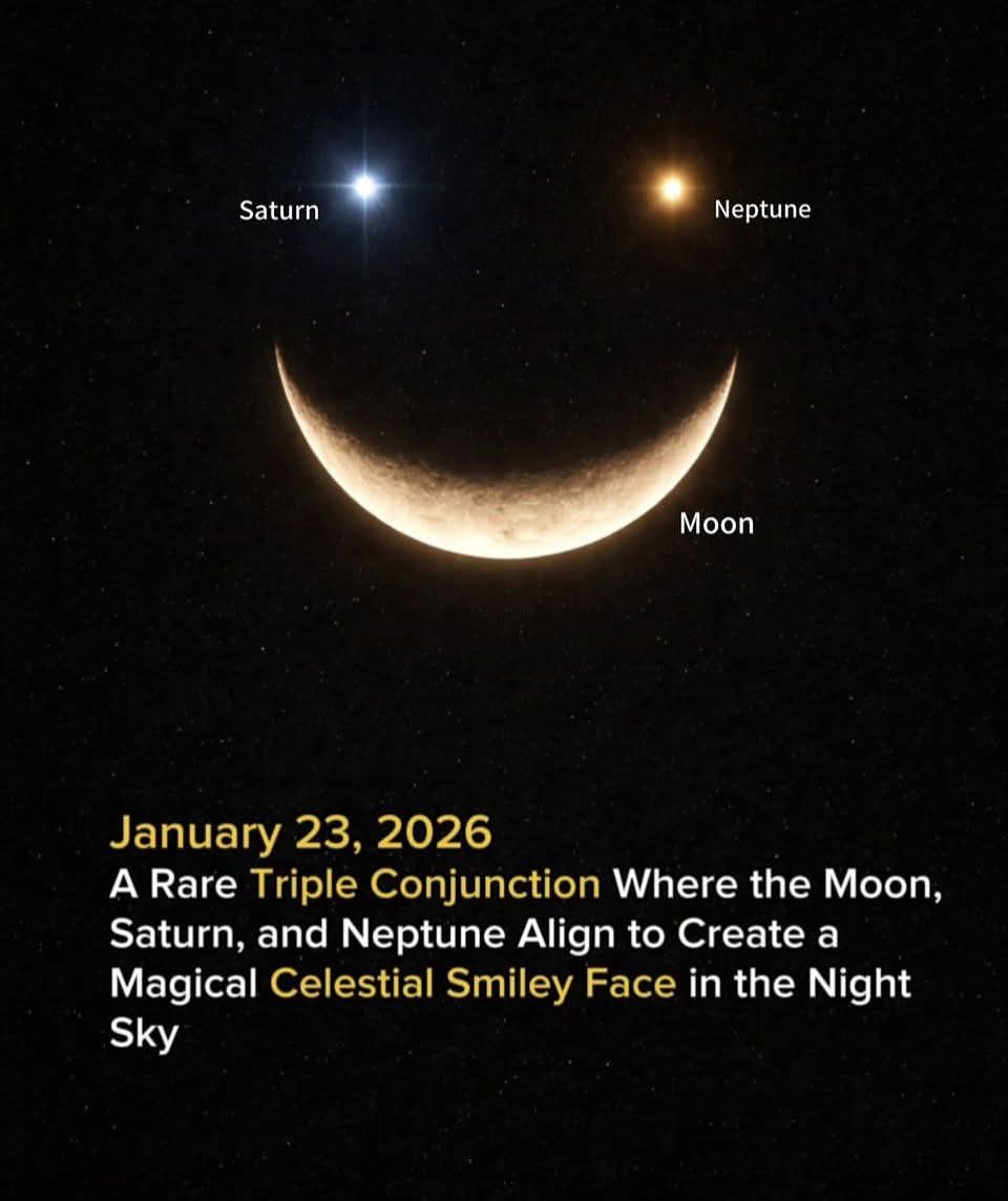 the Moon-Saturn-Neptune conjunction should be visible from India on the evening of January 23, 2026, after sunset (around 6 PM IST), if skies are clear. Look southwest; the Moon and Saturn will be easy to spot with the naked eye, but Neptune is faint (use binoculars). Enjoy!