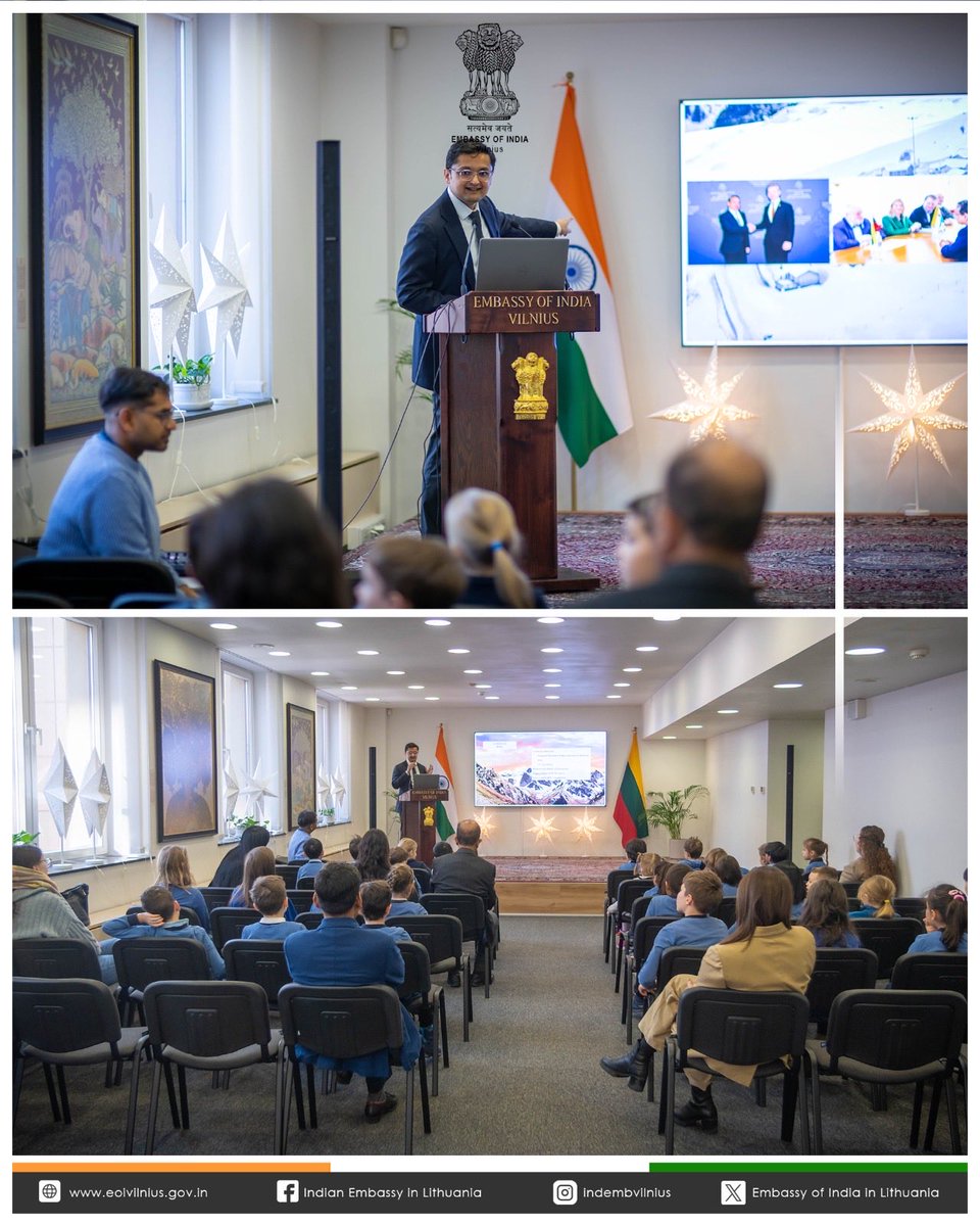 IndEmbVilnius's tweet image. Embassy welcomed the students of Erudito licejus to learn about #India. 

The students learned the functioning of Embassy, Indian culture and festivals, participated in a quiz about India and performed Yoga and Indian classical dance. 

They also had an engaging interaction with…