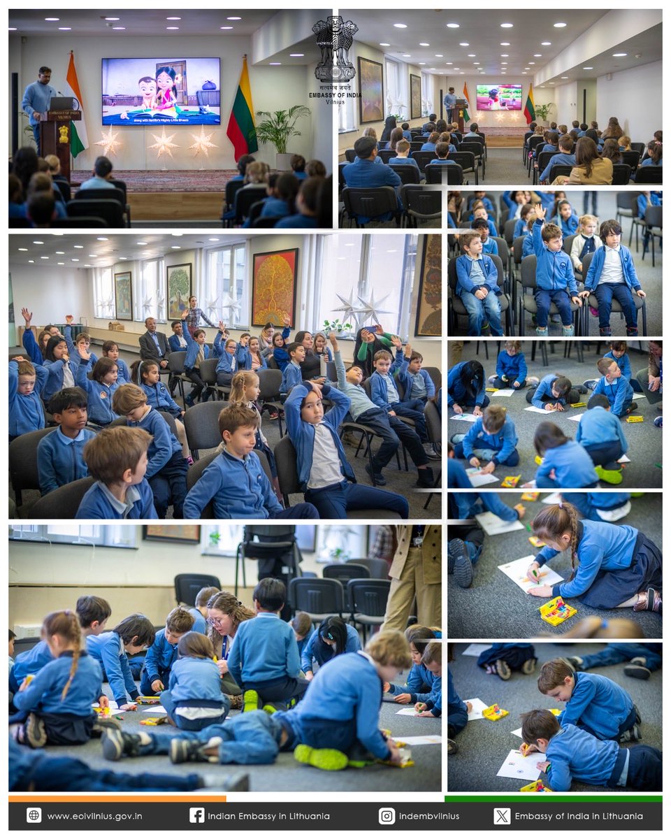 IndEmbVilnius's tweet image. Embassy welcomed the students of Erudito licejus to learn about #India. 

The students learned the functioning of Embassy, Indian culture and festivals, participated in a quiz about India and performed Yoga and Indian classical dance. 

They also had an engaging interaction with…