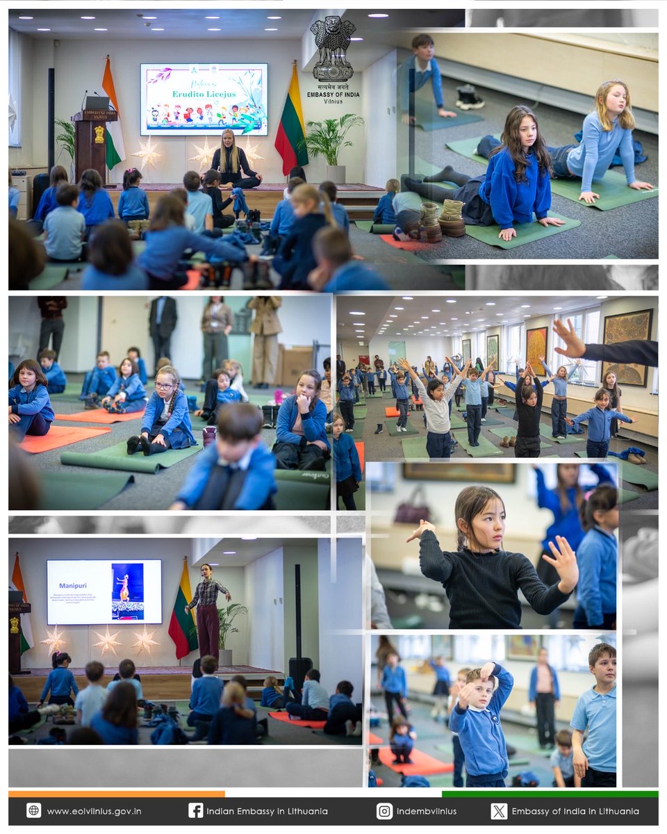 IndEmbVilnius's tweet image. Embassy welcomed the students of Erudito licejus to learn about #India. 

The students learned the functioning of Embassy, Indian culture and festivals, participated in a quiz about India and performed Yoga and Indian classical dance. 

They also had an engaging interaction with…