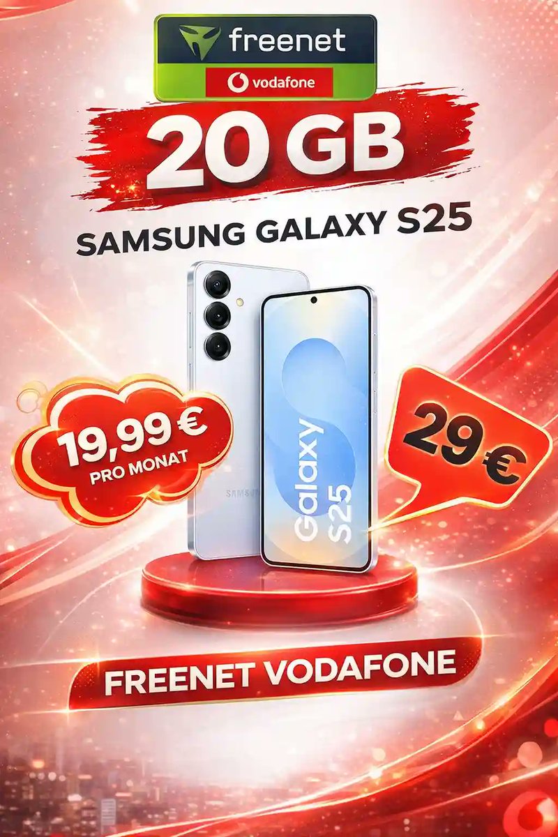 simdealz's tweet photo. 💸 S25 günstiger als ohne Vertrag!

📱 #Samsung #Galaxy S25 256GB
📶 20 GB 5G im #freenet #Vodafone-Netz
💰 19,99€/Monat
✅ Effektivpreis: -4,76€ = Tarif gratis!
🎁 50€ Wechselbonus

👉 https://t.co/q6TNMkiB2W https://t.co/6ugIikHkOU