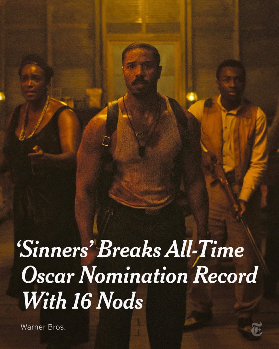 letscinema's tweet photo. Ryan Coogler’s ‘SINNERS’ becomes the first film ever in the 98-year OSCAR history to be nominated in 16 categories. https://t.co/1NBTpCjEO7