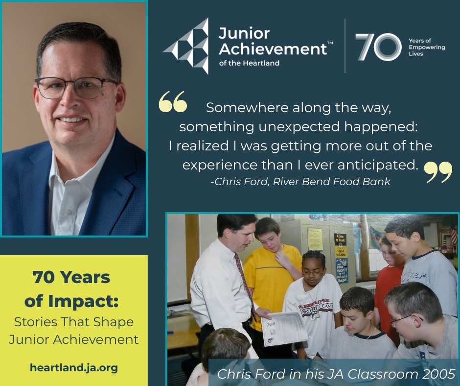 70 Years of Impact: Stories That Shape Junior Achievement
For JA of the Heartland’s 70th anniversary, we are sharing stories that show the true impact of JA. Chris Ford thought he was giving back—but quickly realized how much JA gave back to him. bit.ly/49RdjMf