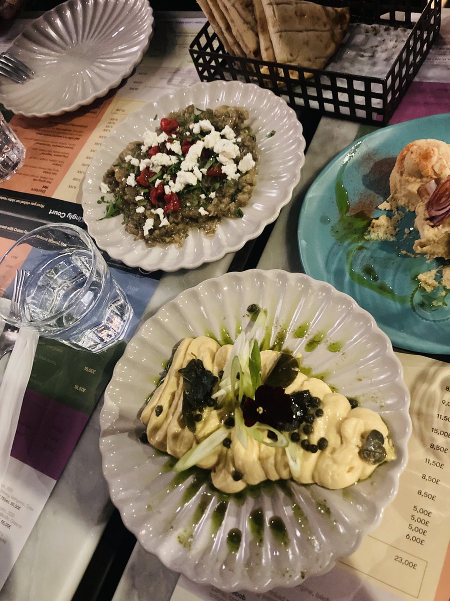 booksandwine76's tweet image. Dinner Club Destination: GREECE 🇬🇷 #fava #auberginesalad #hummus #pitabread #beefstew #calamaribites #greeksalad