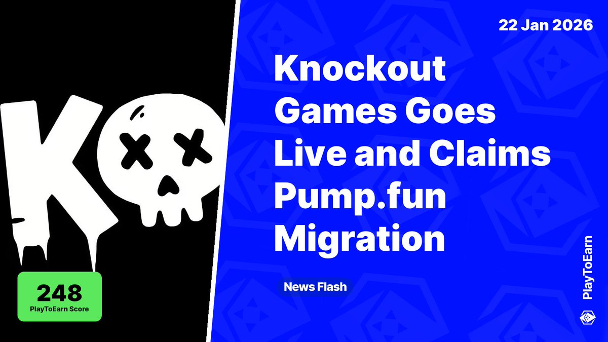 Knockout Games Goes Live, Claims Pump Fun Migration as It Pushes  “Real-Money Crypto Arcade” Model 📰 PlayToEarn Score: 248 📈  @Knockoutgamesio is a crypto-based arcade that blends skill and  chance-based gameplay with